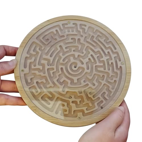 Syengery Jeu De Labyrinthe | Plateaux en Bois De Labyrinthe pour | avec 2 Billes Métalliques Plateau Circulaire | pour Voyage Route Fête Salle De Classe...