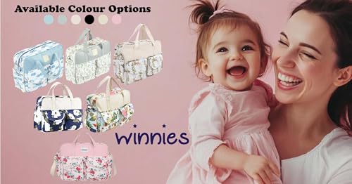 Image of Winnies Baby Diaper Bag for Moms | Travel Maternity Nappy Messengers Tote with Multiple Pockets | Large Capacity Stylish Bags for Baby Essentials