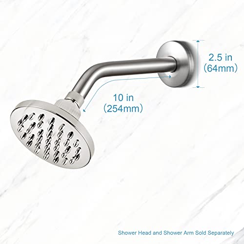 Offo Shower Arm With Flange 10 Inches Brushed Nickel Wall Mount Replacement Angle Shower Head Arm Wall-Mounted For Fixed Shower Head & Handheld Showerhead #TOP4
