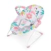 Bright Starts Baby Bouncer Soothing Vibrations Infant Seat – Removable-Toy Bar, Nonslip Feet, 0-6 Months Up to 20 lbs (Flamingo Vibes, Pink)