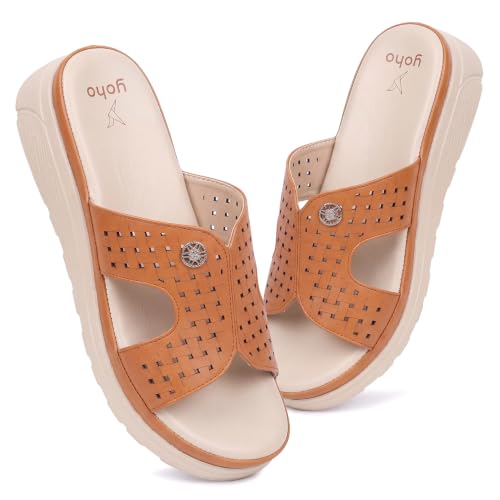 Image of YOHO SDL 111 Slides for Women | Orthopedic & Soft Sandal for Ladies | Fancy Slippers /Chappal For Girls | Stylish Heeled Wedhes for Everyday Wear