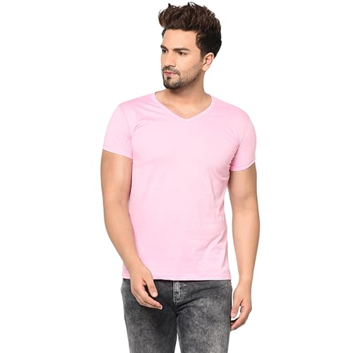 Image of JANGOBOY Men's V Neck Half Sleeve Cotton Blend T-Shirt (Pack of 1)
