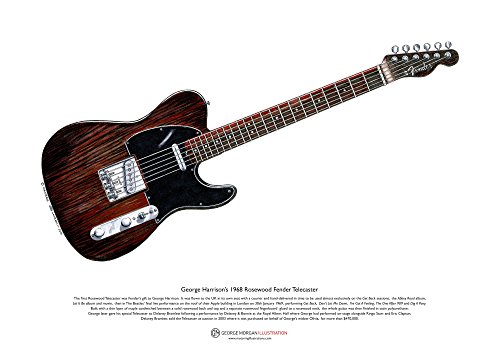 Palissandre Fender Telecaster de George Harrison Art Poster Taille A3 - Les Beatles, Paul McCartney, John Lennon, RIngo Starr, George Harrison Palissandre Fender Telecaster de George Harrison Art Poster Taille A3