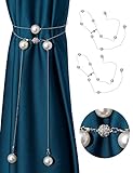 SunVFaFa 2 Pack Pearl Magnetic Curtain Tiebacks for Drapes, Elegant Tie Backs for Curtains Home Deco