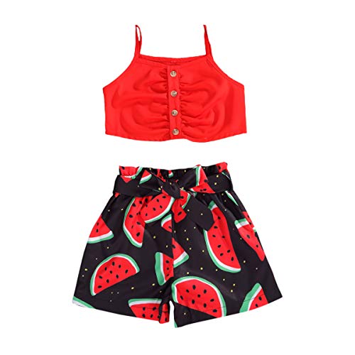 Toddler baby girls 2pcs set,kids ruffle vest crop tops+floral wid…