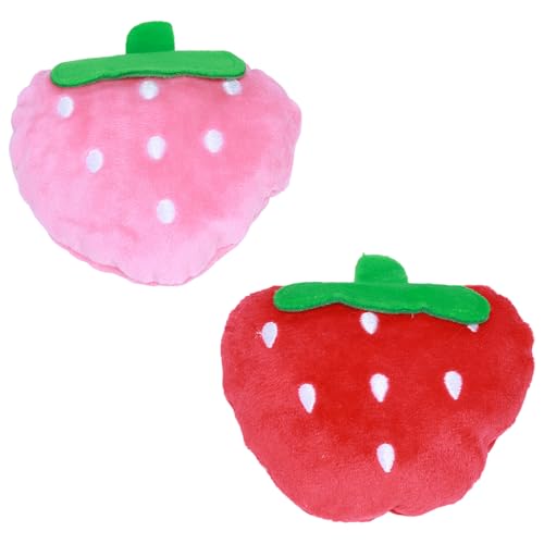 YXQ 2PCS Strawberry Dog Toy Pet Interactive Chew Toy Big Red and Pink Pet Plush for Dog Teething and Playing and Chewing