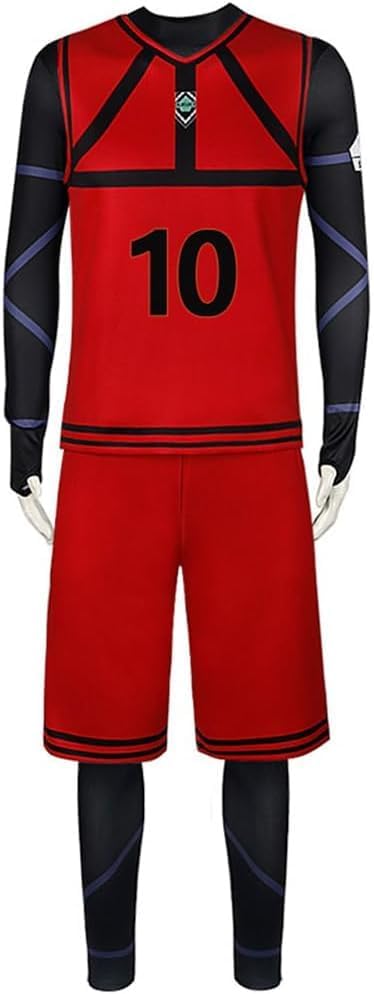 SPSMOKH Nagi Blue Lock Cosplay Football Outfits Isagi Yoichi Jersey Football Sports Training Suits Sportswear Kits and Jumpsuit for Halloween Role Play Costume Full Sets