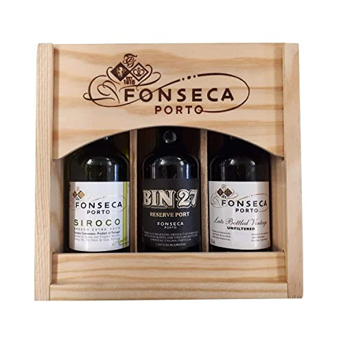 1887 Vintage Port Fonseca Port Wooden Set 3 x 5cl Bottles Mini Port - Fonseca Late Bottled Vintage 2016, Fonseca Bin 27 Port, Fonseca Siroco Port
