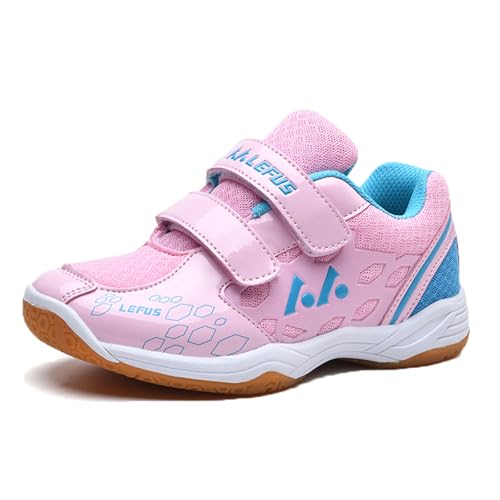 Leichtrit - Leichtrit Children's Badminton Shoes,squash Shoes Kids,Table Tennis Shoes,Volleyball Shoes,With Arch Support,Non Slip,Lightweight,Breathable,For Indoor Outdoor Court Training,White,Blue,Pink