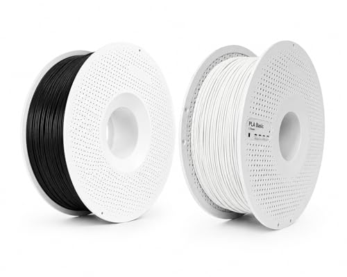 Image of 3IDEA Bambu Lab PLA Basic 3D Printing Filament 1.75mm, 1KG - Jade White & Black with Reusable Spool, Smooth Finish, Easy Print, AMS Compatible