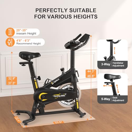 Exercise Bikes for Home,Indoor Magnetic Bike with Adjustable Magnetic,Brake Pad Resistance Silent Belt Drive,350lbs/300lbs Weight Capacity &Upgraded Version Seat for Home Cardio&Weight Loss(QM-530W) by EYESUN - Image 7