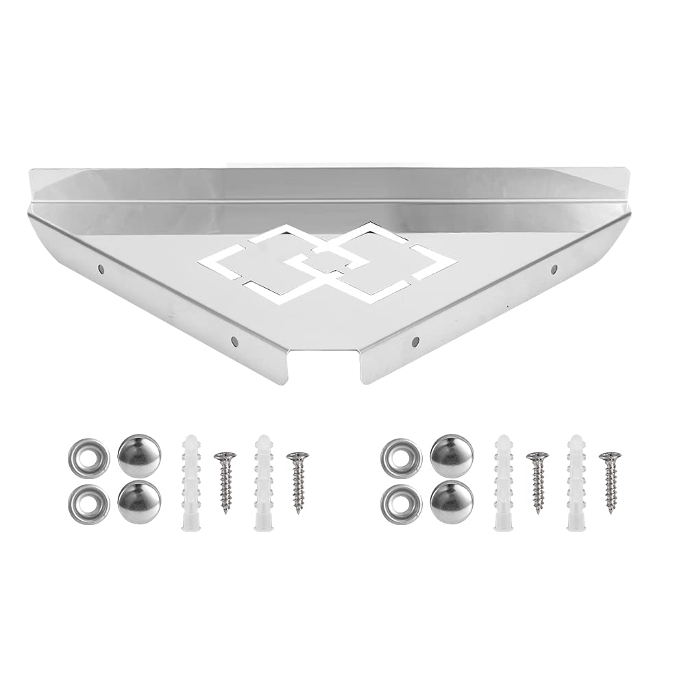 lvifloae Shower Storage Stainless Steel Shower Caddy Triangle Storage Rack Helper for Organizing Miscellaneous Items Perforated version