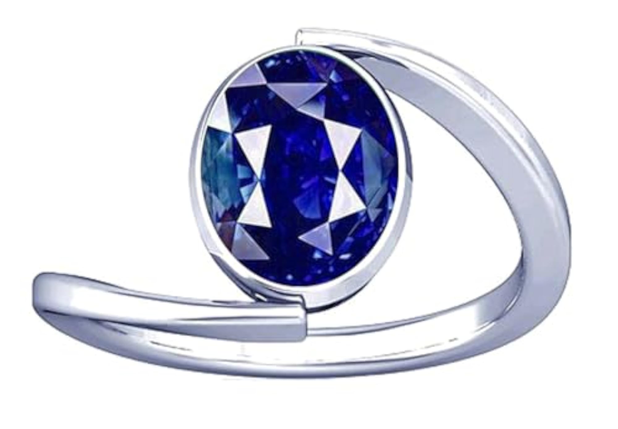 3.25-3.50 Ratti Blue Sapphire Neelam Silver Ring for Women