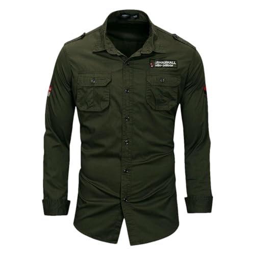 Chemise militaire homme coton manches longues surchemise de travail