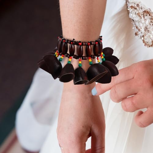 ERINGOGO African Tribal Rattle Bracelet Handmade Percussion Accessory with African Drum Nut Shells Versatile Musical Instrument for Cultural Expression and Rhythm