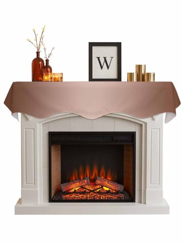 FFAPAODENS Brown Gradient Pattern Mantel Scarf 70x17in,Washable Fireplace Top Cover