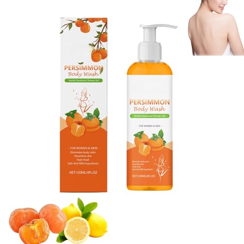 Persimmon Body Wash, Desodorante Natural Gel de Ducha para Hombres y Mujeres, Jabón de Caqui, Detergente Corporal, Control de Olor con Fragancia Fresca, Limpieza Profunda, Hidratante (1pcs)