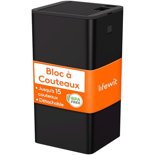 Lifewit Bloc à couteaux universel sans couteau, pour jusqu'à 15 pièces, avec fente pour ciseaux...