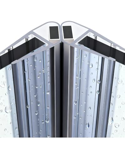 Gedotec Junta magnética de labio de ducha para puertas de ducha, impermeable, 1 par de juntas de perfil de 90°, longitud: 2 m, junta de ducha de 6 mm a 8 mm, junta de puerta de PVC transparente