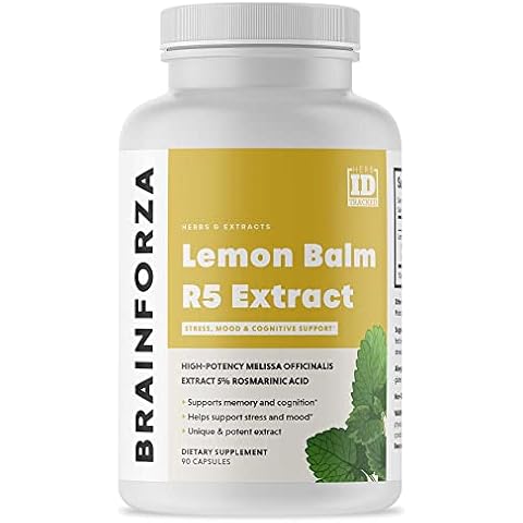 Brain Forza Lemon Balm R5 Extract Capsules - Standardized Extract 5% Rosmarinic Acid, 90 Capsules Cover