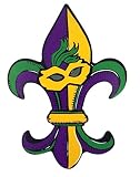 Car Magnet Purple, Green and Yellow Mardi Gras Fleur De Lis Magnetic Decal for Locker or Fridge