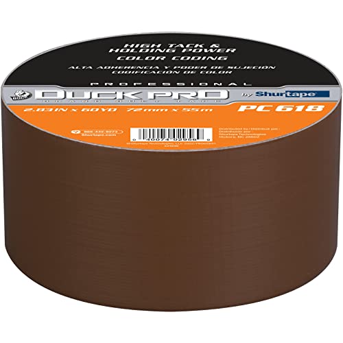 Image of Duck Pro by Shurtape Professional Grade, Industrial Colored Cloth Duct Tape for Industrial Color-Coding, HVAC and Automotive, 72mm x 60yd, 10.0 mil, Brown, 1 Roll (105506)