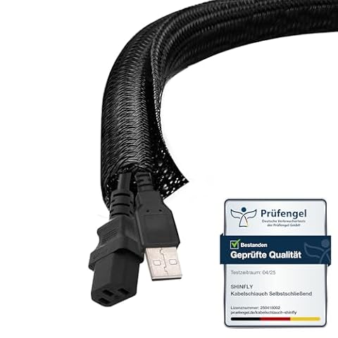 shinfly porządki na kable 6m-6mm, samozamykający się organizer do zarządzania kablami, schludny pokrowiec na kabel do komputera, telewizora PC, domu i biura, organizer na przewody, czarny