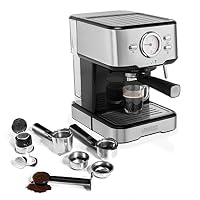 Princess Espressomaschine 249412, 1100 Watt, 1.5 Liter, gemahlener Kaffee, 3 Filter, inklusive Milchaufschäumer, ideal für Kaffee und Cappuccinos – Ansicht 1