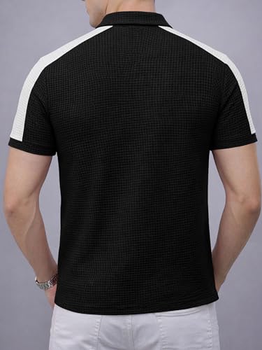Image of EYEBOGLER Premium Textured Self-Design Half Sleeve Collar Polo T-Shirt for Men || Packs Also Available
