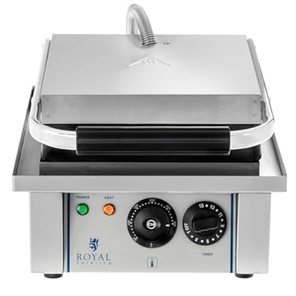 Royal Catering - Waffeleisen Waffelautomat (rechteckig, 37 x 32 x 50 cm, 2.000 W, 10 x 17 cm Waffel, 15 min Timer, Gusseisen & Emaille, Edelstahlgehäuse) Silber – Bild 7