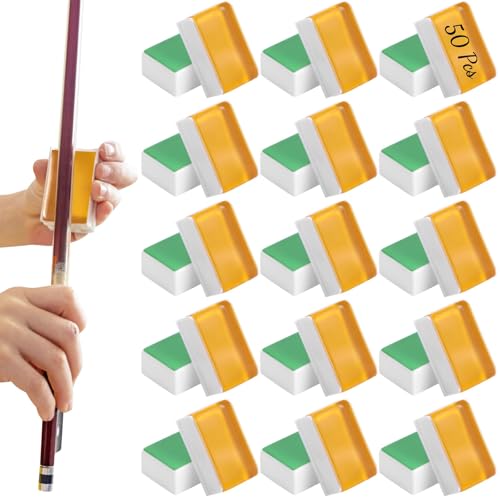 50 PCS Violin Rosin, Light Low-Dust Rosin with Individual Plastic Case, Lasting Smooth Grip Rosin for Bows, Rosin for Violin, Viola, Cello, Bass, Erhu, Clear Sound Tone for Daily Practice