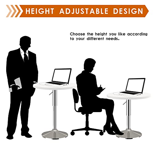 Recaceik 31.5" Round Dining Table With Mdf Table Top, Pedestal Dining Table With 360° Swivel Tabletop & 27.9"-35.4" Adjustable Height, Pub Bistro Cocktail Table For Café Home Kitchen, White #TOP4