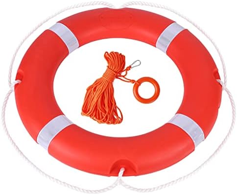 28 inch Life Ring Boat Safety Throw Ring with Water Floating Lifesaving Rope 98.4FT Set, 2.5 KG International Standard Throw Ring, Professional Throwing Ring Rope Rescue Lifeguard Lifesaving