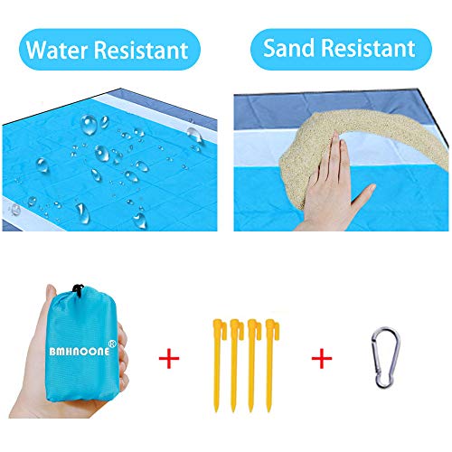 BMHNOONE Sand Free Beach Blanket, Oversize Sand Free Beach mat 82\"x79\",Portable Outdoor Beach Blanket for Beaches,Camping,Hiking and Picnic- Lightweight Quick Drying Heat Resistant - Thumbnail 3