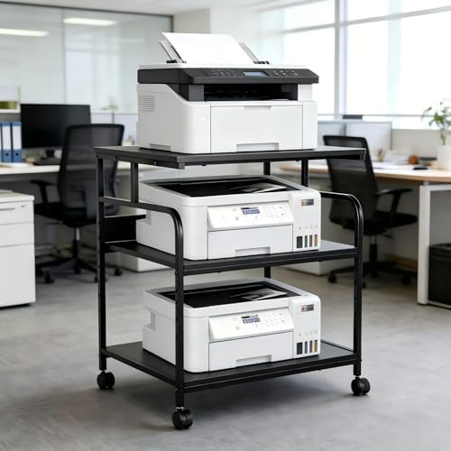 GCCSJ Large Printer Stand,3 Tier Printer Cart with Adjustable Sto...