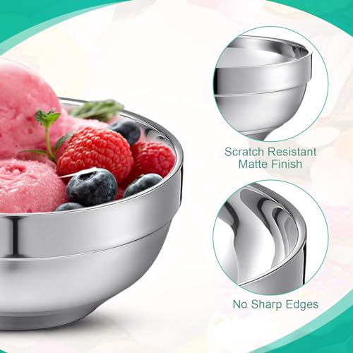 Funnymoom HUQ-FUNNYMOOM-0515 8 Pack 24 Oz Stainless Steel Bowls Double Walled Insulated Soup Bowls Ice Cream Bowls Metal Mixing Bowls Nesting Bowls thumb #3
