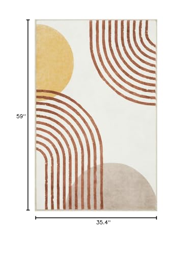 Wonnitar Boho Rug For Bedroom, 3X5 Washable Rug For Nursery, Bohemian Kids Rug Soft Non-Slip Small Living Room Area Rug thumb #1