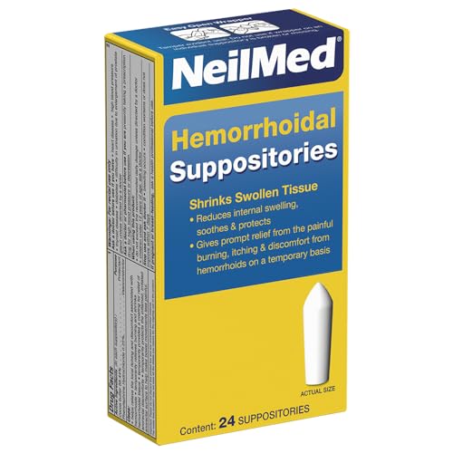 NeilMed Hemorrhoidal Suppositories, Shrinks Swollen Tissue, Relief from Burning, Itching and...