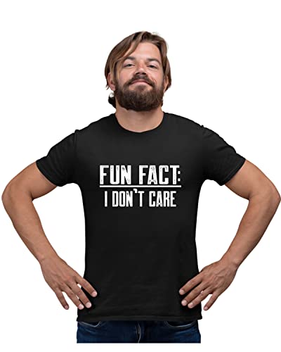 Go All Out Small Black Adult Fun Fact I Don't Care Funny T-Shirt