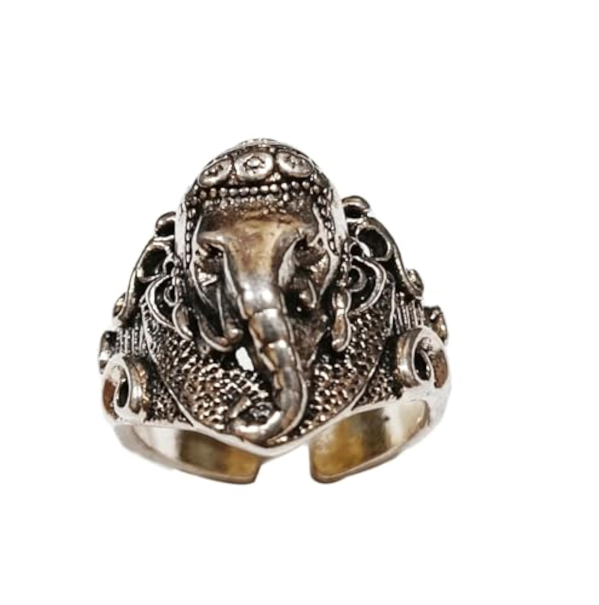 Ganesh Ji Engraved Adjustable Silver Ring, Unisex