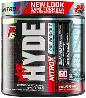 Pro Supplements Mr Hyde NitroX Pre-Workout | Energy, Pumps, Power & Focus | New Look Same Formula | 400 mg Caffeine Per Serving | 225G, 60 Servings (Lollipop)