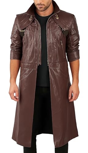 NM-Fashions Mens Dante Cosplay Costume Maroon Real Leather Coat Jacket for DMC 5 Outerwear