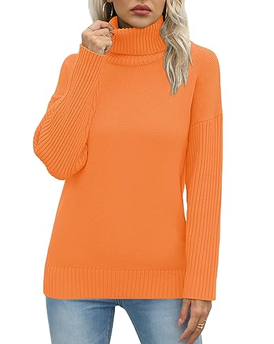 Jouica Women 2025 Fall Casual Turtleneck Batwing Sleeve Chunky Oversized Ribbed Knit Tunic Sweaters Pullover4