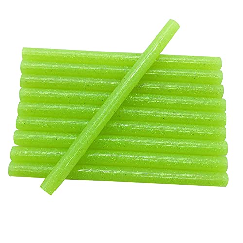 Lot de 10 bâtons de colle colorés à paillettes vertes de 7 mm pour mini travaux manuels et réparation