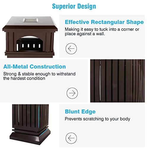 Ironwalls Commercial Trash Can, Brown Indoor Outdoor Garbage Can With Lockable Lid, Removable Inner Barrel, Rectangular Waste Bin Container Trash Receptacle For Patio, Park, Plaza #TOP4