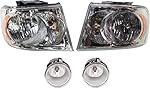 Evan Fischer Headlight Set of 4 Compatible with 2007-2009 Dodge Durango - CH2519121, CH2518121, CH2592135