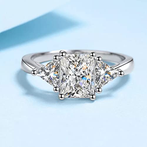 Bague moissanite anti-ternissement S925 alliance rectangulaire durable