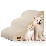 Aodisman 3-Step Dog Ramp and Stairs for Sofa and Chair - Non-Slip Sturdy Pet Steps for Small Dogs and Cats,15.7" H,Beige