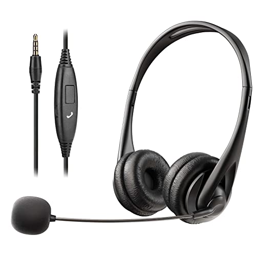 Headset with Microphone for PC Computer Laptop Cell Phone,Wired Headphones with Noise Cancelling Mic for Teams Zoom Call Center Office Work from Home (Binaural)