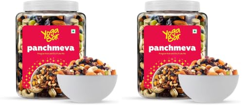 Image of Yogabar Panchmeva Premium Nuts and Dry Fruits Mix- 850 gm-Jar | Almonds | Cashews | Raisin | Dates (Pack of 2)